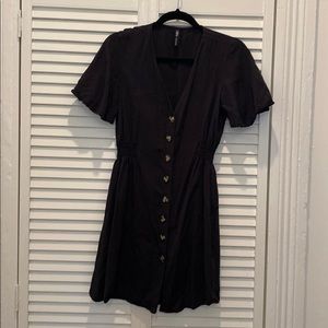 Black Button Front Mini Dress. Zara. Size S.